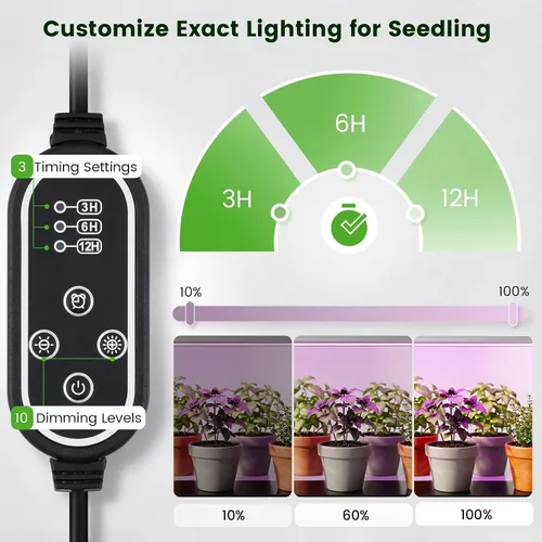 Vista 5 de Luz de cultivo inicial de semillas de 50 W con soporte