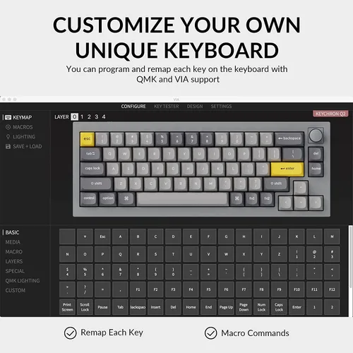 Vista 6 de Keychron Q2 QMKVIA - Versión de perilla de teclado mecánico con cable, diseño de 65% intercambiable en caliente, macro programable personalizado