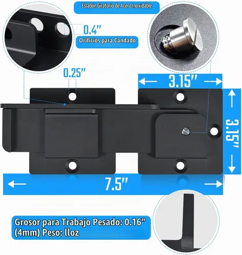 Vista 3 de GreaTalent Cerradura resistente de 7,5" de la puerta del tirón