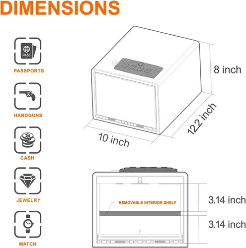 Vista 7 de Z ZLJUAN Cajas fuertes para pistolas de acceso rápido, dispositivo de seguridad con teclado biométrico y digital y llave, caja fuerte para pistola