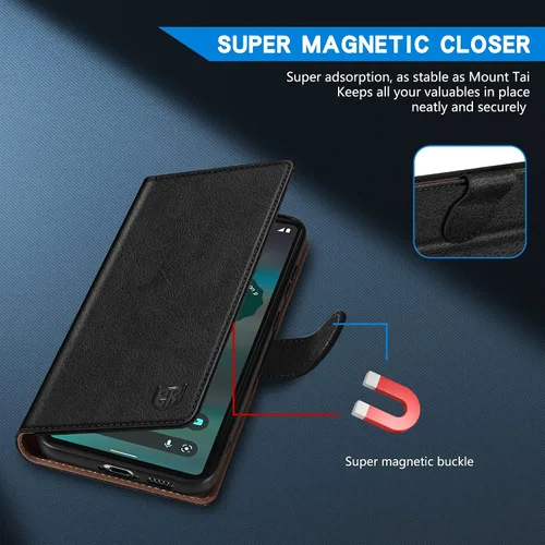 Vista 3 de ZZXX Funda tipo cartera para Google Pixel 6a con bloqueo RFID, ranura para tarjetas, función atril, cierre magnético, funda protectora de cuero