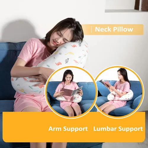 Vista 5 de BYRIVER Almohada de embarazo en forma de C con funda, almohada de rodilla para dormir de lado, rodillas, piernas, dolor de cadera, almohada