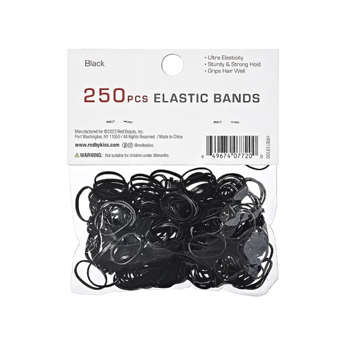 Vista 3 de RED by Kiss 250 mini bandas de goma, bandas elásticas para el cabello suaves para niños, niñas, mujeres, hombres y niños, pequeños accesorios