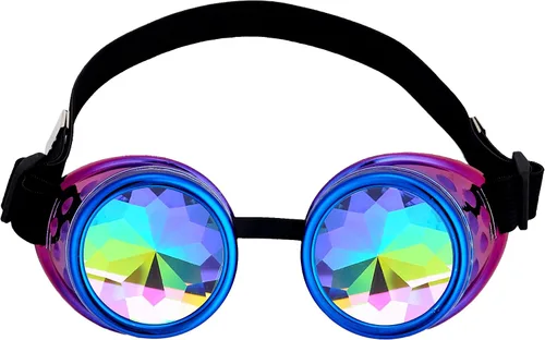 Vista 8 de Gafas de caleidoscopio retro con pinchos, gafas de cristal arcoíris steampunk estilo soldadura, gafas de cosplay punk