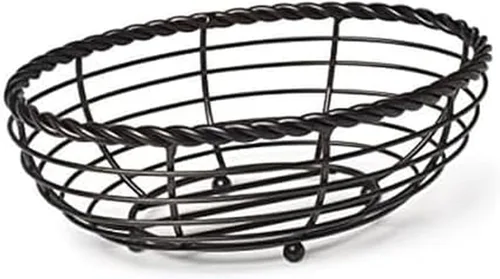Vista 3 de Gourmet Basics by Mikasa 5176766 - Cesta de almacenamiento de fruta con cuerda central, 27.9 cm, color negro antiguo