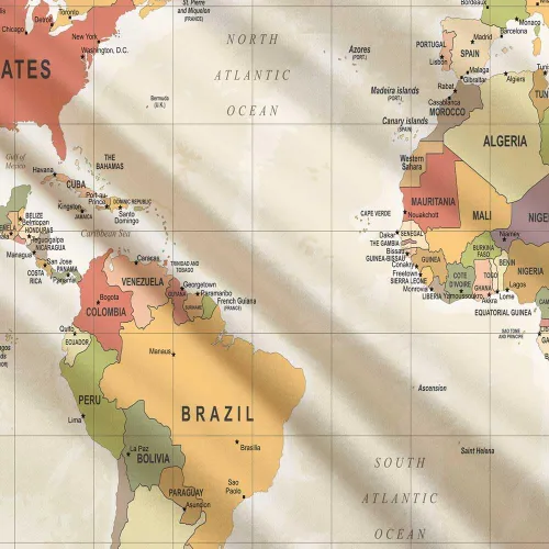 Vista 4 de ICTEISOM Tapiz de mapa del mundo para niños estudiantes, mapa del mundo con países y ciudades principales, tapiz de arte de pared póster tapices