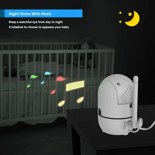 Vista 6 de HelloBaby Monitor de bebé sin WiFi con clip para cuna, pantalla IPS de 5 pulgadas y batería de 30 horas, monitor de bebé con cámara y audio, montaje