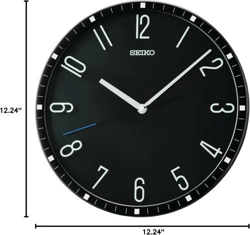 Vista 7 de SEIKO QXA818KRH Reloj de pared con estampado de vidrio sin tictac, negro, 12 pulgadas