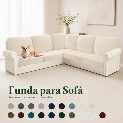 Vista 8 de Arfntevss - Fundas para sofá modular en forma de L de 5 asientos, fundas elásticas ajustadas para cojín de sofá de esquina para perros, protector