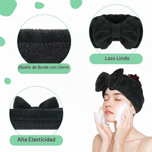 Vista 4 de Shintop Diadema de Spa, Diadema de Maquillaje de Vellón Coral Suave con Lindo Lazo, Banda Elástica para el Cabello para Lavar la Cara, Cuidado