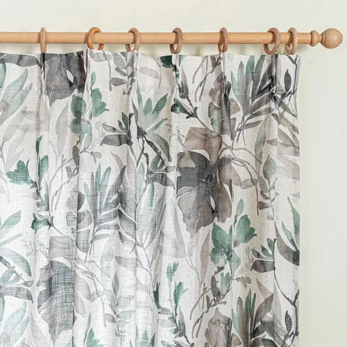 Vista 2 de Mysky Home - Cortinas florales de 90 pulgadas de largo, con filtro de luz, cortinas de dos hojas con pinzas y pliegues para sala de estar