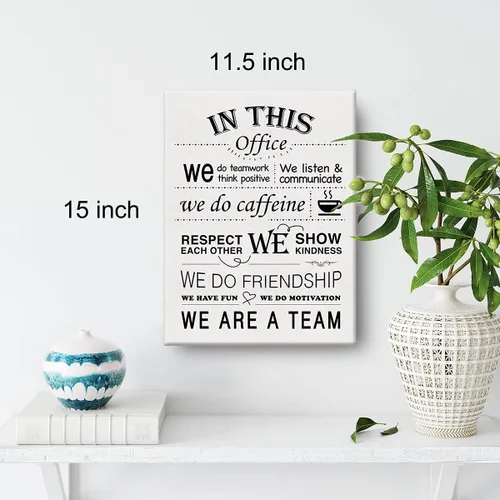 Vista 2 de Arte inspirador de pared de oficina en esta oficina con cita en lienzo impresiones para decoración de pared enmarcado, regalos motivacionales