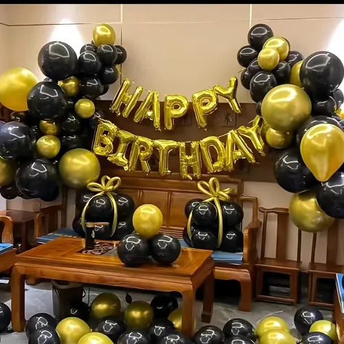 Vista 6 de 200 globos negros y dorados de 5 pulgadas, cromados, metálicos, dorados, negros, de látex, gruesos, pequeños para bodas, cumpleaños, graduaciones