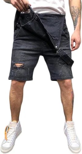 Vista 2 de lisenraIn Overol de mezclilla con pechera para hombre con bolsillos