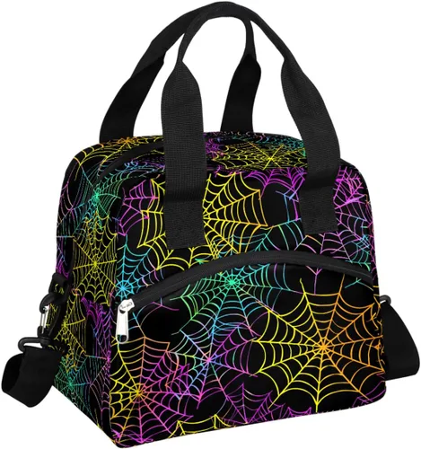 Vista 37 de Pardick Bolsa de almuerzo aislada con diseño de galaxia colorida para mujeres y hombres y adultos, con purpurina, grande, hielera, térmica A01