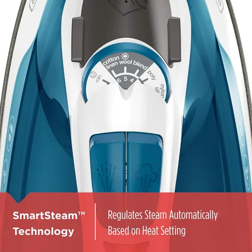 Vista 3 de BLACK+DECKER Easy Steam - Plancha compacta IR06V, cable de doble posición, suela antiadherente TrueGlide, vapor vertical, SmartSteam