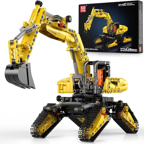 Vista 8 de Mould King Juegos de construcción de grúas de construcción, modelo de vehículo de construcción programable 17075 APP, kits de construcción de grúas