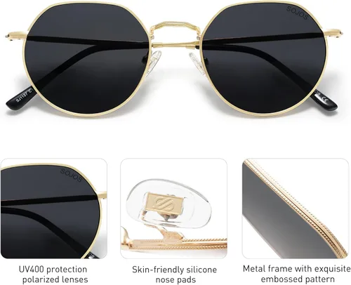 Vista 25 de SOJOS Gafas de sol polarizadas redondas de polígono para mujeres y hombres, retro, clásicas, vintage, Panto octogonales, SJ1157
