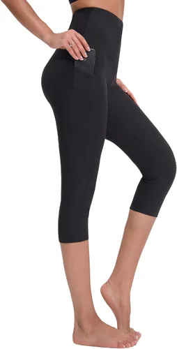 Vista 2 de NELEUS - Pantalones de yoga para mujer, con control de barriga, cintura alta, para correr, estilo capri