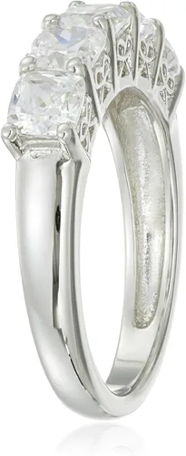 Vista 2 de Tienda Collection Platinum or Gold Plated Sterling Silver Fancy Cut 5-Stone Ring made with Infinite Elements Zirconia