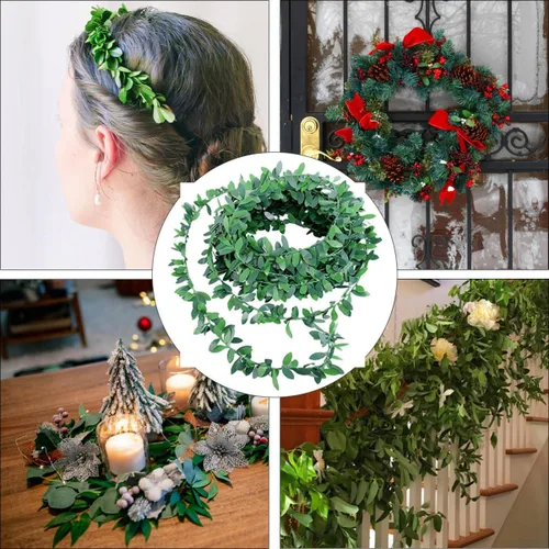 Vista 6 de DIY Diademas Accesorio 24.6 ft Hoja Verde Decorativo Ratán Artificial Alambre Vine para Boda