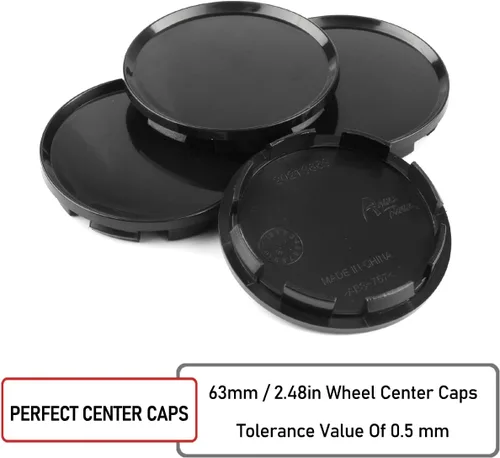 Vista 6 de Tapas cromadas para centro de neumático, 4 piezas de 2.5 pulgadas, Negro