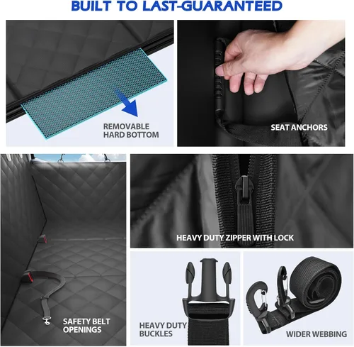 Vista 8 de Extensor de asiento trasero XL para perros, funda de asiento de Negro