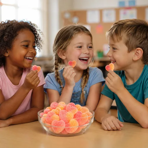 Vista 8 de Fruidles Valentine'S Candy Peach Gummy Hearts Candy, deliciosos sabores de frutas, sabor a fiesta (1 libra)