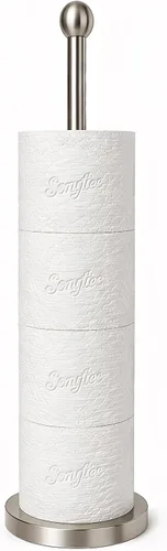 Vista 8 de Songtec Soporte para Papel Higiénico de Pie, Soporte de Rollo de Papel Tisú Negro de Pie con Reserva para 4 Rollos, Diseño Compacto