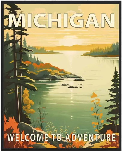 Vista 27 de Póster artístico de Alaska, decoración artística de paisaje retro de Estados Unidos, pintura de montaña y paisaje de aventura para dormitorio, sala