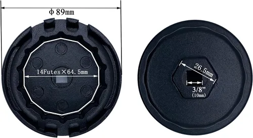 Vista 3 de Llave de filtro de aceite Toyota, 2.520 in, 14 flautas, motor 2.5-5.7L, aluminio negro