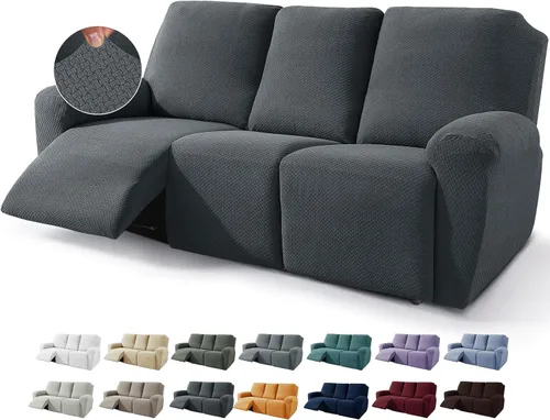 Vista 30 de JIVINER Fundas de sofá reclinable de 8 piezas, fundas elásticas de jacquard para sofá reclinable, fundas para sala de estar, protector suave de 3