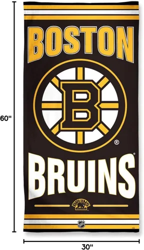 Vista 2 de WinCraft NHL Boston Bruins - Toalla de playa, color negro, 30 x 60 pulgadas