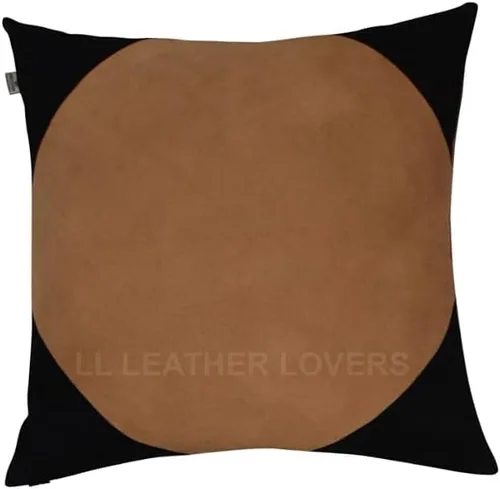 Vista 2 de LL LEATHER LOVERS Funda de almohada de piel de cordero - Funda de cojín para sofá, fundas decorativas para sala de estar y dormitorio, 20 x 20 Negro