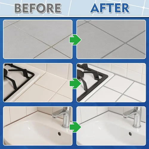 Vista 8 de Kit de Reparación de Lechada para Azulejos, 2 Paquetes de Lechada de Secado Rápido para Baño, Cocina, Ducha, Triple Uso Versátil con Sellador