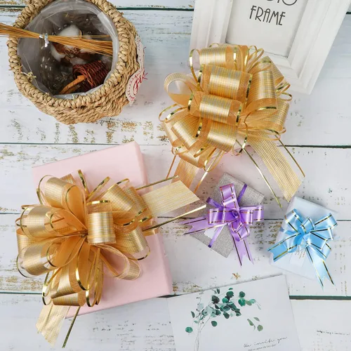 Vista 6 de 10 lazos grandes para envolver regalos, lazo con cinta para cestas de regalo de boda, lazos de envoltura de regalo de fiesta, lazos de decoración