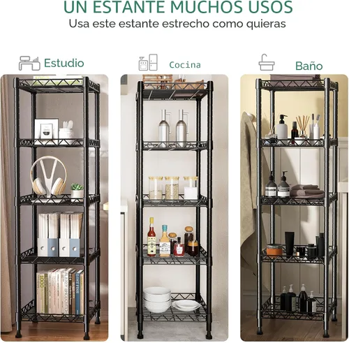 Vista 4 de GIOTORENT Unidades de Estantería Metálica de Pie de 5 Niveles, Estante de Alambre de Altura Ajustable Rack de Exhibición para Lavandería Baño Cocina