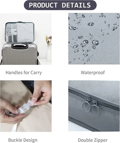 Vista 3 de 9 organizadores de equipaje de viaje, organizadores de equipaje para maleta, cubos de viaje para maleta, bolsa esencial de viaje ligera con bolsa