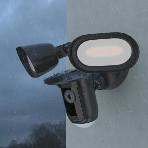 Vista 6 de Cubierta de cámara de sombra de lluvia solar compatible con R-ing Floodlight Cam Wired Pro, para reflector R-ing al aire libre, resistente a la Negro