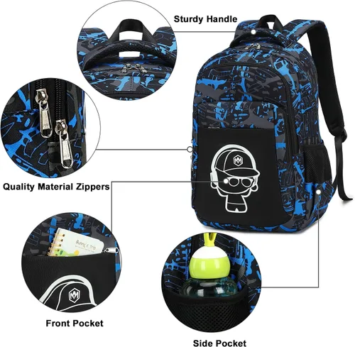 Vista 3 de Mochila escolar para niños con fiambrera para niñas, bolsa de libros, mochila escolar preescolar, jardín de infantes, mochila para niños pequeños