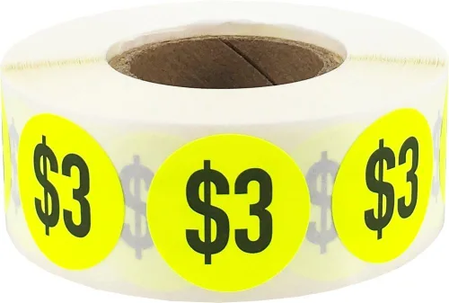 Vista 12 de $7 Precio Pegatinas Amarillo fluorescente Puntos circulares redondos de 0.75 pulgadas 500 pegatinas adhesivas totales