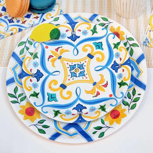 Vista 5 de Coterie Servilletas de cóctel de papel floral azul y amarillo (juego de 25) Servilletas de cóctel de diseño para novia y baby shower, cena, fiesta
