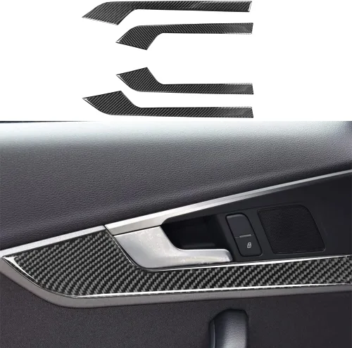 Vista 33 de Blazeray Accesorios interiores de fibra de carbono, cubierta decorativa, ajuste adhesivo para Audi A4 B9 2017-2019 (cubierta de perilla central)