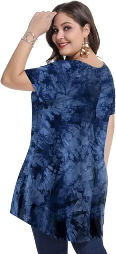 Vista 5 de MONNURO - Camiseta de manga corta para mujer, holgada con mucho vuelo, talla grande