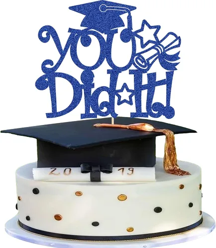 Vista 13 de 1 pieza de decoración para tartas con tapa de graduación con purpurina para la clase de 2026, decoración de pastel de graduación para graduación