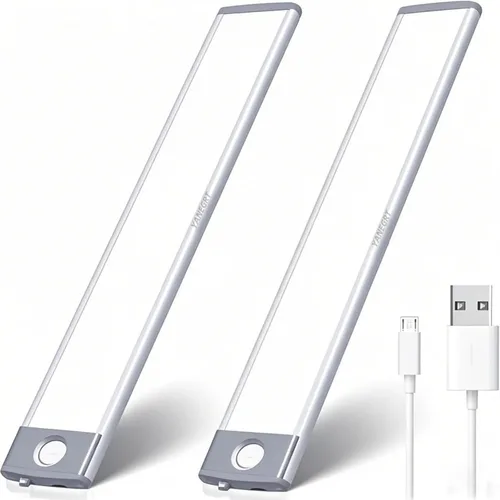 Vista 10 de Luces de armario con sensor de movimiento, 30 luces LED para debajo del gabinete, luces de mostrador recargables inalámbricas, iluminación nocturna