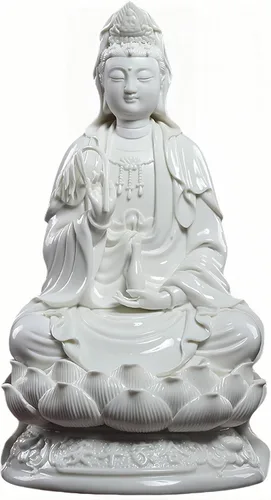 Vista 7 de Estatua de Guan Yin en Lotus – Estatua budista rosa de Kuanyin/Budismo – Los mejores regalos chinos de Feng Shui (11 pulgadas)