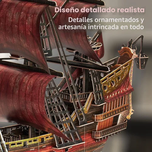 Vista 5 de CubicFun Rompecabezas 3D para adultos y niños, la venganza de la reina roja Anne's Revenge, 391 piezas, decoración del hogar, arte y manualidades