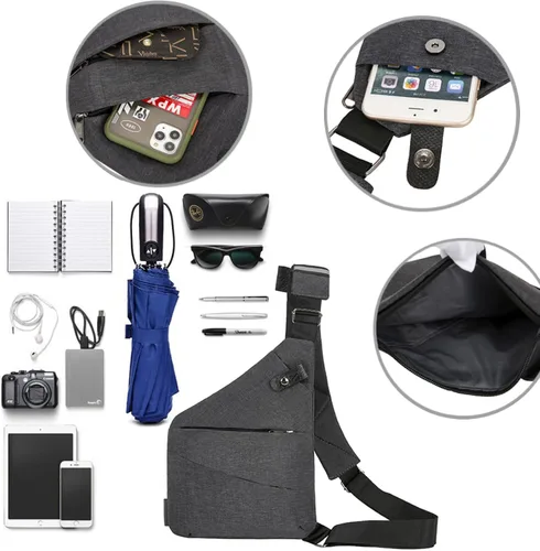 Vista 4 de North Carry Slim Sling Bag North Carry - Bolsa delgada para mujeres, bolsa antirrobo, bolsa flexible personal para mujeres y hombres