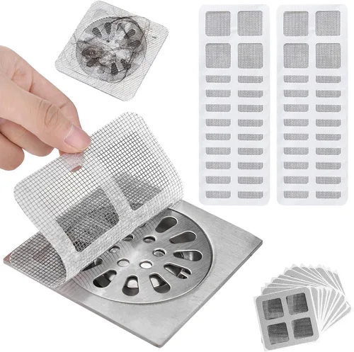 Vista 8 de 2025 Pegatinas de Drenaje de Pelo Desechables Mejoradas, Funda Desechable para Drenaje de Ducha con Captador de Pelo, Protector de Drenaje de Baño